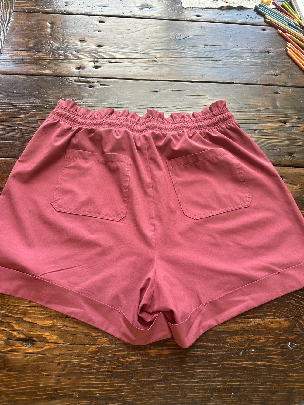 Danskin High-Waist Drawstring Shorts – Blye, Rose, Tan size L - Picture 8 of 13